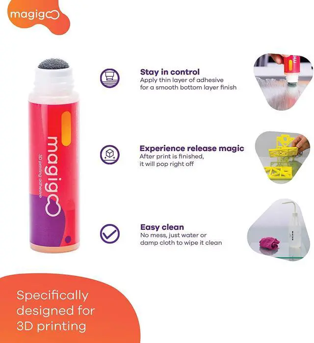 Alt view image 3 of 6 - MO2016 All-in-One 3D Printer Adhesive Glue, Reduces Warping for ABS, PLA, PETG, HIPS and TPU Filament on Glass, Flex Plate, PEI, Buildtak, Kapton 50ml, 1.69 fl. oz.