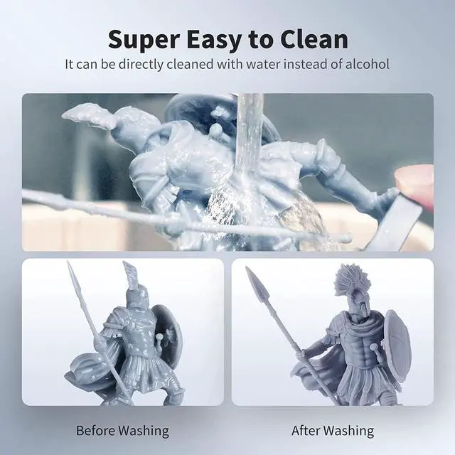 Alt view image 2 of 6 - ANYCUBIC 3D Printer Resin, Water Washable Resin, No Need Extra Alcohol and Easy to Clean, Fast Curing, Low Odor, Wide Compatibility for All LCD Resin 3D Printers (Grey, 1kg)