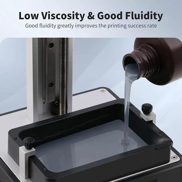 Alt view image 5 of 6 - ANYCUBIC 3D Printer Resin, Water Washable Resin, No Need Extra Alcohol and Easy to Clean, Fast Curing, Low Odor, Wide Compatibility for All LCD Resin 3D Printers (Grey, 1kg)