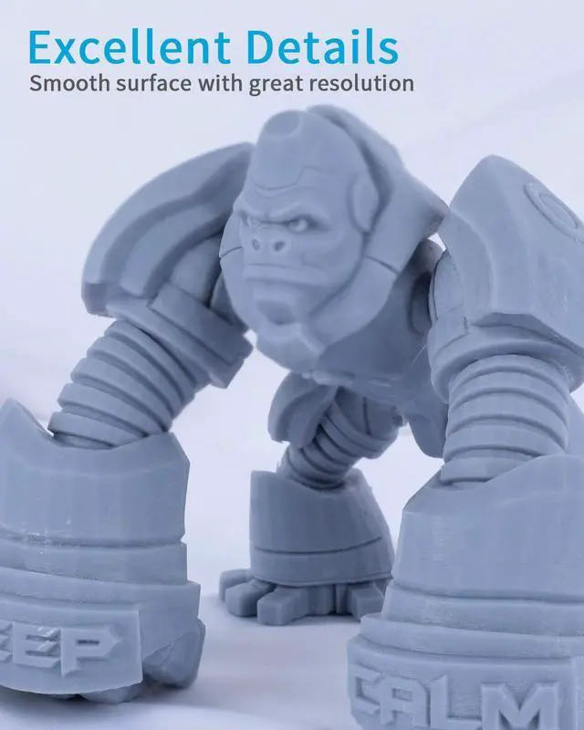 Alt view image 3 of 7 - ELEGOO Water Washable 3D Printer Resin, Rapid Precise Printing Resin 405nm Curing Resin for LCD 3D Printer, Grey 1000g