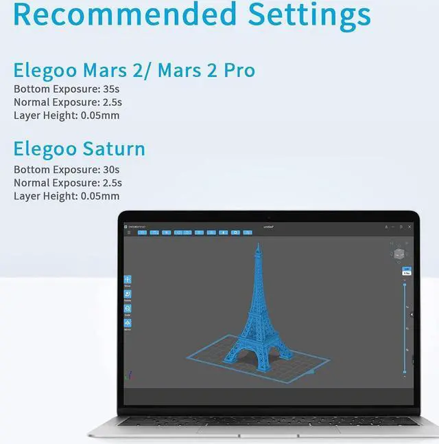 Alt view image 6 of 7 - ELEGOO Water Washable 3D Printer Resin, Rapid Precise Printing Resin 405nm Curing Resin for LCD 3D Printer, Grey 1000g