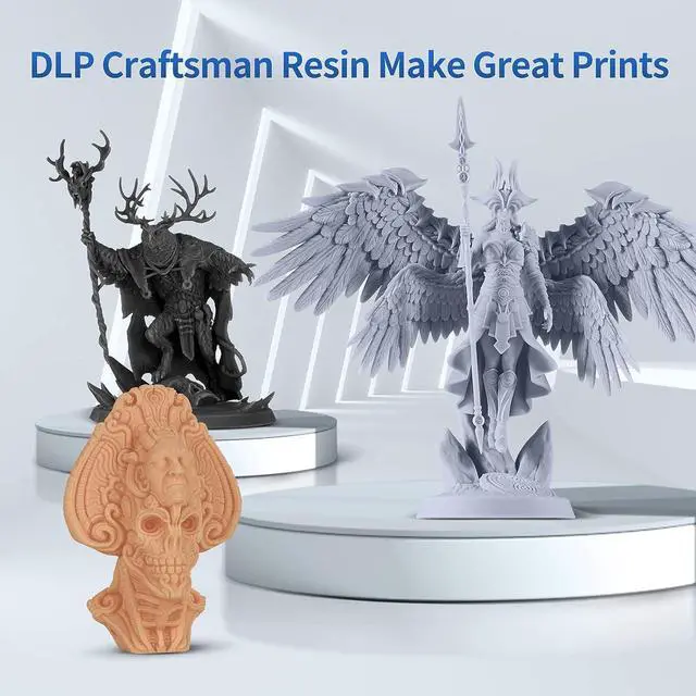 Alt view image 6 of 7 - ANYCUBIC 3D Printer Resin, 365-405nm DLP UV-Curing Resin for Photon Ultra/Photon D2, High Precision and Fast Curing Craftsman Resin for DLP LCD SLA 3D Printing, 8K Capable (Grey, 1000g)
