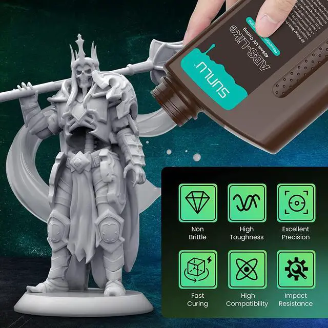 Alt view image 2 of 7 - SUNLU 2000G ABS Like Resin For 3D Printer, 405nm UV Curing Photopolymer Rapid 3D Resin For 2K 4K 6K 8K LCD/DLP/SLA 3D Printers, Non-Brittle & High Precision & Low Shrinkage, 2KG, Grey