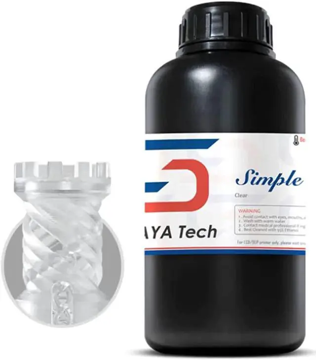 Main image of Siraya Tech Simple Water Washable 3D Printer Resin - Low Odor, Easy to Print, High Precision 405nm LCD UV-Curing Aqua Resin - Ideal for 8K Capable LCD, DLP 3D Printers - Tough and Clear (1kg)