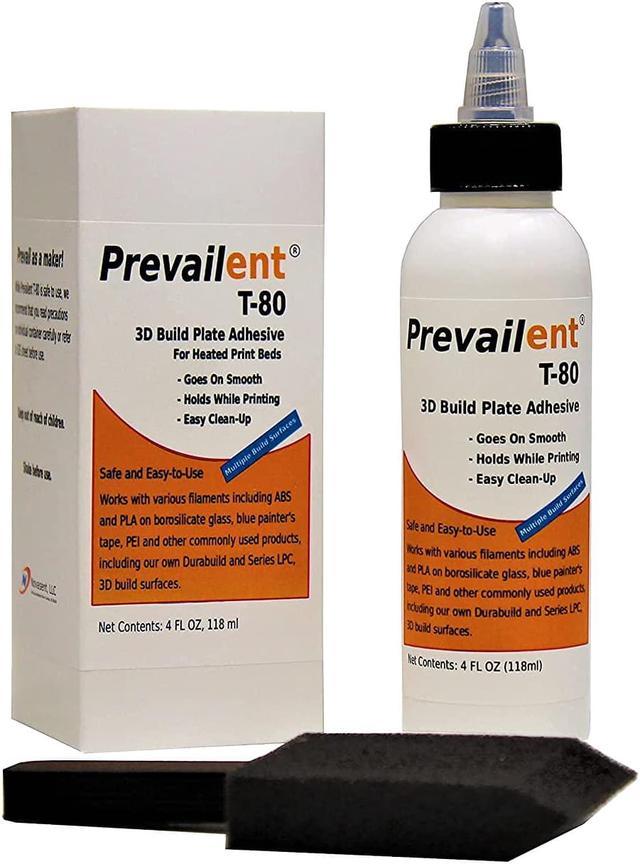 Prevailent T-80, 3D Printer Adhesive Glue - Helps Prevent Warping, Provides  Strong Hold and Easy Release with Various Filament Types Including PLA,  ABS, TPU, and PETG, 4 fl oz. (118ml) 