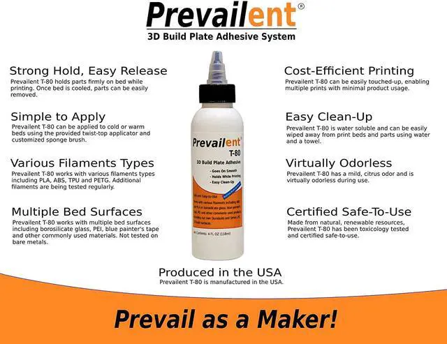 Alt view image 2 of 5 - T-80, 3D Printer Bed Adhesive Glue - Helps Prevent Warping, Strong Hold and Easy Release with Various Build Plates and Filament Types Including PLA, ABS, TPU, and PETG, 4 fl oz. (118ml)