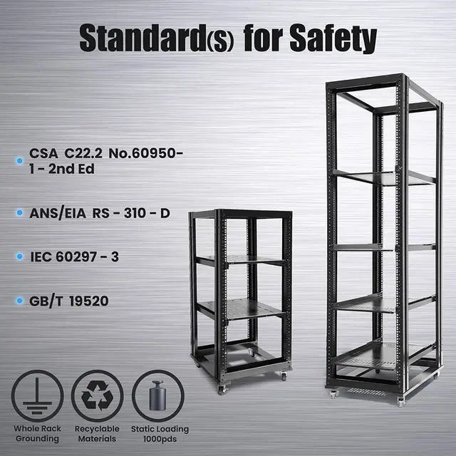 Alt view image 6 of 6 - Raising Electronics Server Rack Open Frame Rack 4 Post 19 inch Adjustable Server/Audio Rack Aluminum(24U,24Depth)