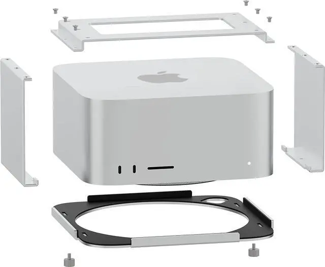 Alt view image 5 of 7 - Under Desk Mount for Apple Mac Studio M1 M2, Mac Mini - Dust-Free, Clutter-Free, Scratch-Free, Aluminum, Quick Removal & Easy Installation