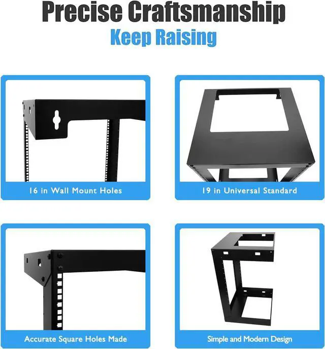 Alt view image 3 of 6 - Raising Electronics 9U Wall Mount Open Frame 19 Inch Server Equipment Rack Threaded 15 Inch Depth Black (9U), Welcome to consult