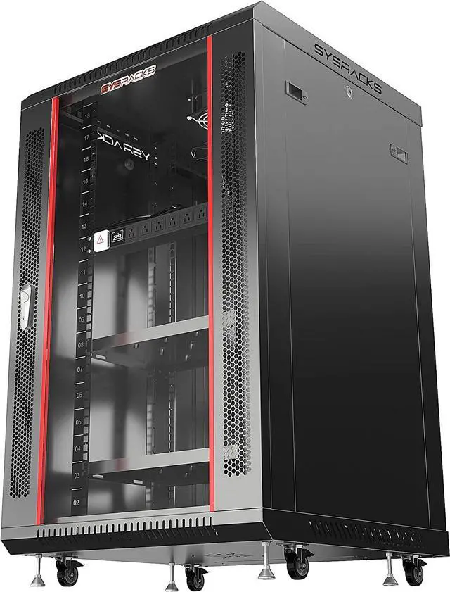 Alt view image 4 of 7 - Sysracks - Server Rack  Wall Mount Rack - Locking Cabinet for Network - Electronics - Security - Audio - Video - AV Equipment - Data Rack - Legs/Power Strip/Shelf/Fan - 24-Inch Deep Sysracks (18U)