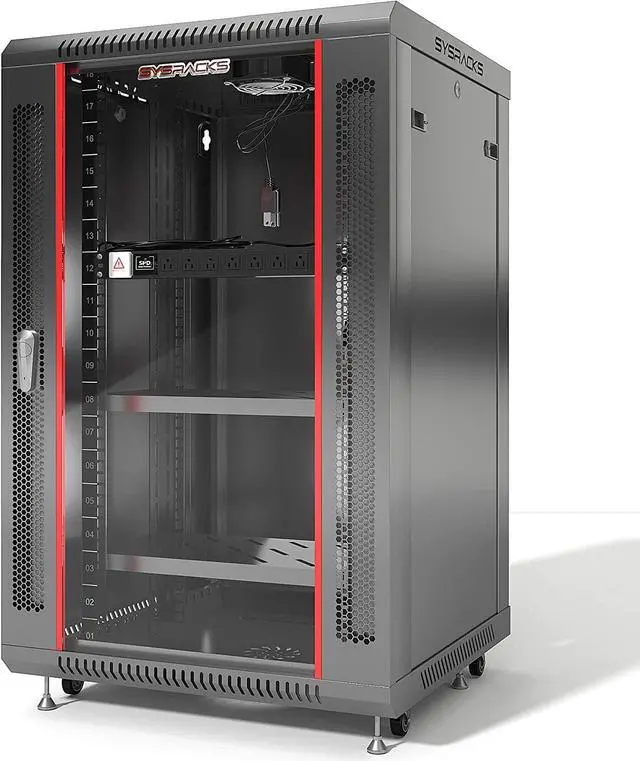 Alt view image 5 of 7 - Sysracks - Server Rack  Wall Mount Rack - Locking Cabinet for Network - Electronics - Security - Audio - Video - AV Equipment - Data Rack - Legs/Power Strip/Shelf/Fan - 24-Inch Deep Sysracks (18U)