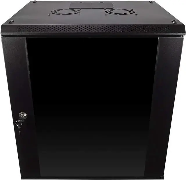 Main image of NavePoint 12U Server Rack Enclosure with Glass Door, Cooling Fan, Locks, & Removable Side Panels - 12U Wall Mount Network Cabinet 19 Inch Rack 17.7 Inches Deep