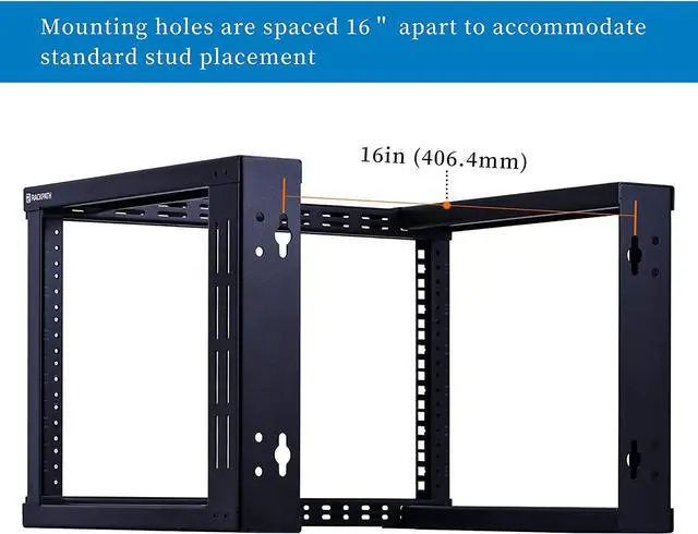 Alt view image 4 of 7 - RackPath 6U Wall Mount Rack Open Frame 19in Server Equipment Rack Heavy Duty - 17in Depth