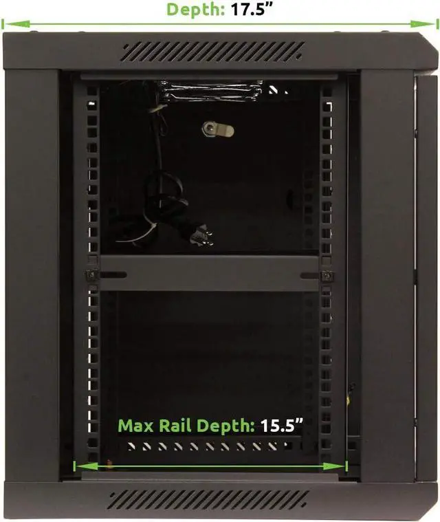 Alt view image 2 of 4 - NavePoint 9U Wall Mount Network Server 19 Inch IT Cabinet Rack Enclosure Glass Door Lock
