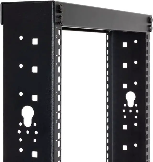 Alt view image 5 of 6 - NavePoint 25U 2 Post Open Frame Server Rack for 19 Inch Equipment, AV, Networking, Data & IT Devices, 2-Post Rack 25U 881lbs Weight Capacity, Black