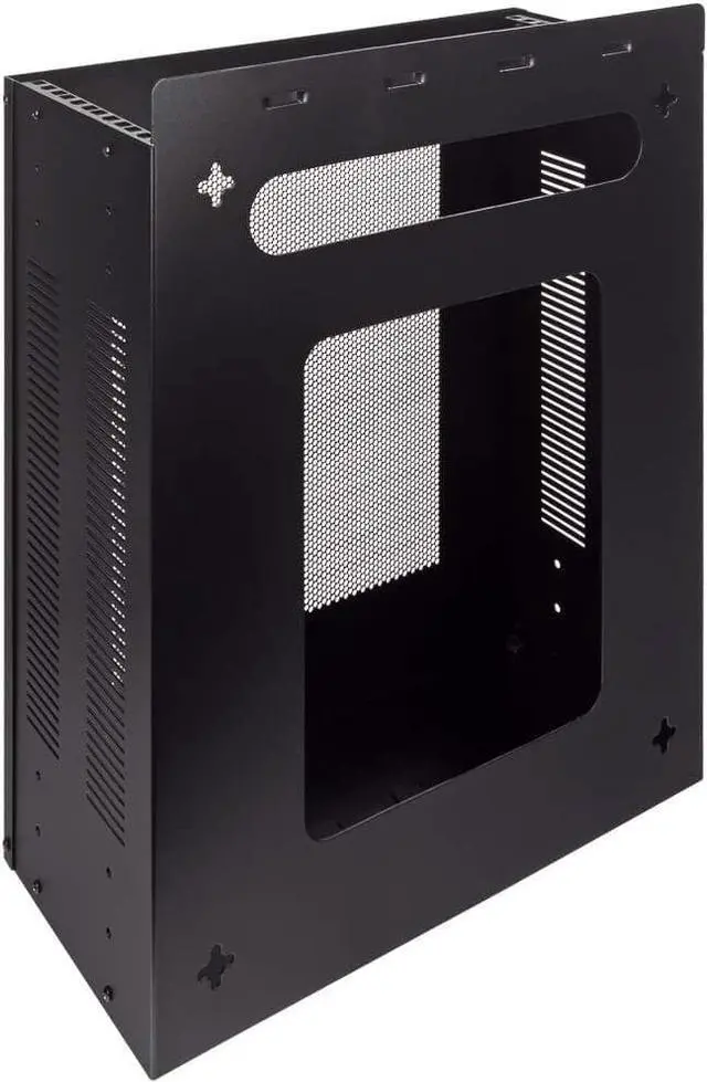 Alt view image 2 of 6 - NavePoint 4U Server Rack, Vertical/Horizontal Wall Mountable Rack with Vented Enclosure for 19" IT Equipment, Cable Modems, Telecom, A/V