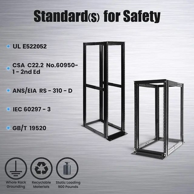 Alt view image 6 of 6 - Raising Electronics Server Rack 4 Post Open Rack Frame Rack Enclosure 19 Inch Adjustable Depth Aluminum (27U,56Inch Height)
