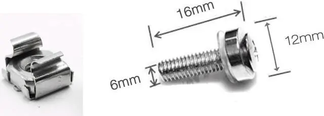 Alt view image 2 of 5 - 60-Pack M6 x 16mm Screws and Cage Nuts for Server Shelf Cabinets Rack Mount Screw