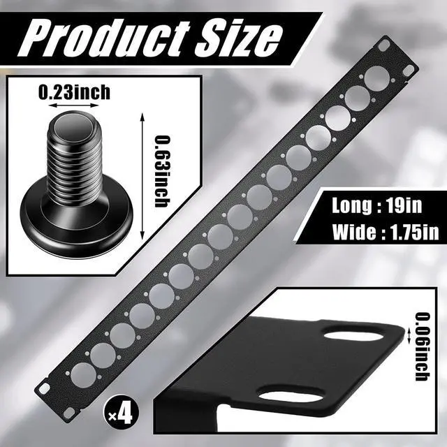 Alt view image 3 of 7 - 4 Pcs 1U Rack Panel XLR HDMI Audio Rack Mount Panel Connectors with M6 Screws Metal Punch Out Component Panel for Audio Enclosure Server Computer Equipment Studio, 19 Inch (16D Series)