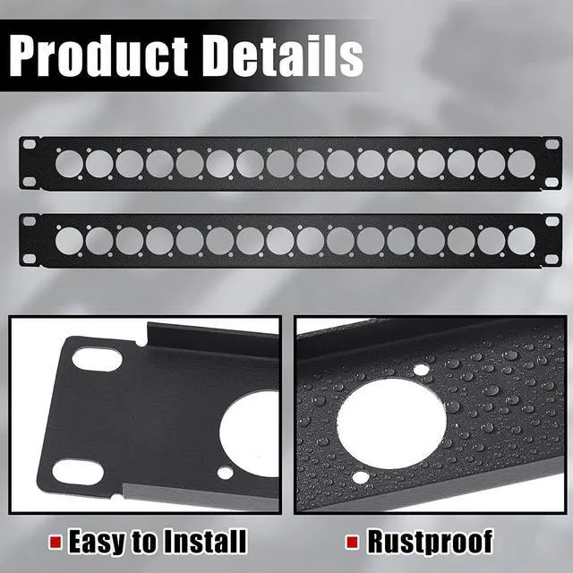Alt view image 6 of 7 - 4 Pcs 1U Rack Panel XLR HDMI Audio Rack Mount Panel Connectors with M6 Screws Metal Punch Out Component Panel for Audio Enclosure Server Computer Equipment Studio, 19 Inch (16D Series)