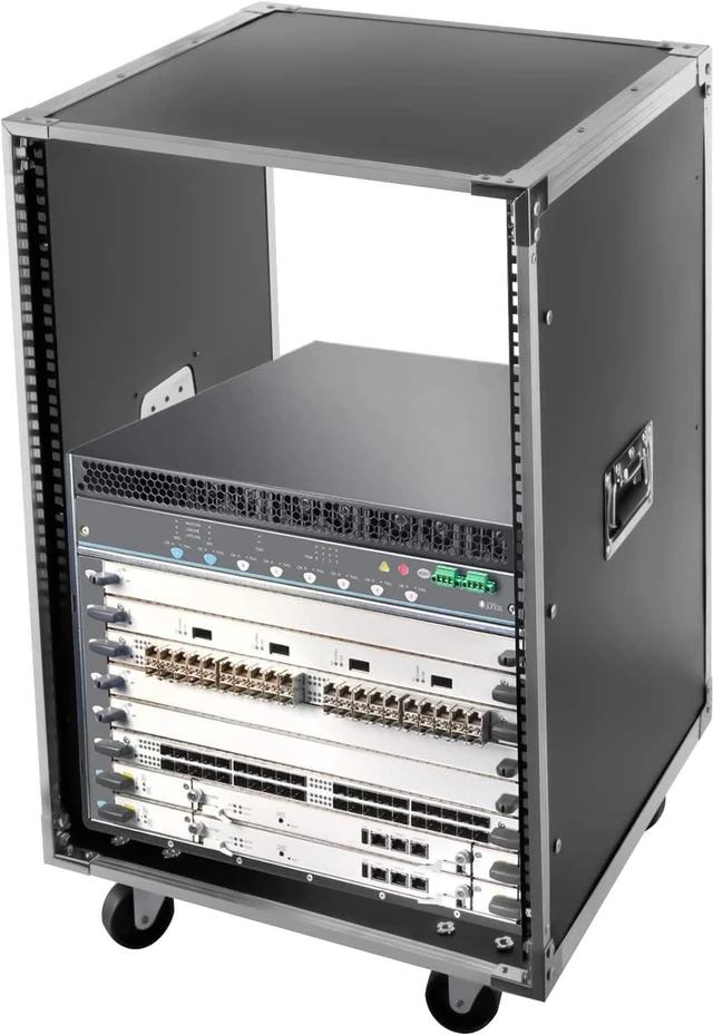 Main image of 16U Network Open Frame Server Rack 28.3" Server Cabinet Free Standing AV Case Rack with Wheels Rolling Network Rack for Networking IT Equipment Telecom Audio Video Gear Router