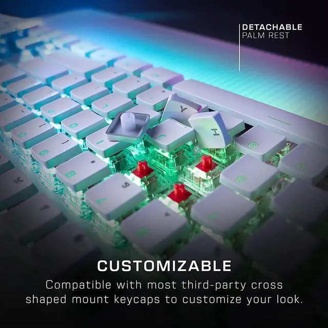 Alt view image 4 of 7 - ROCCAT Vulcan II Max  Optical-Mechanical PC Gaming Keyboard with Customizable RGB Illuminated Keys and Palm Rest, Titan II Smooth Linear Switches, Aluminum Plate, 100M Keystroke Durability  White
