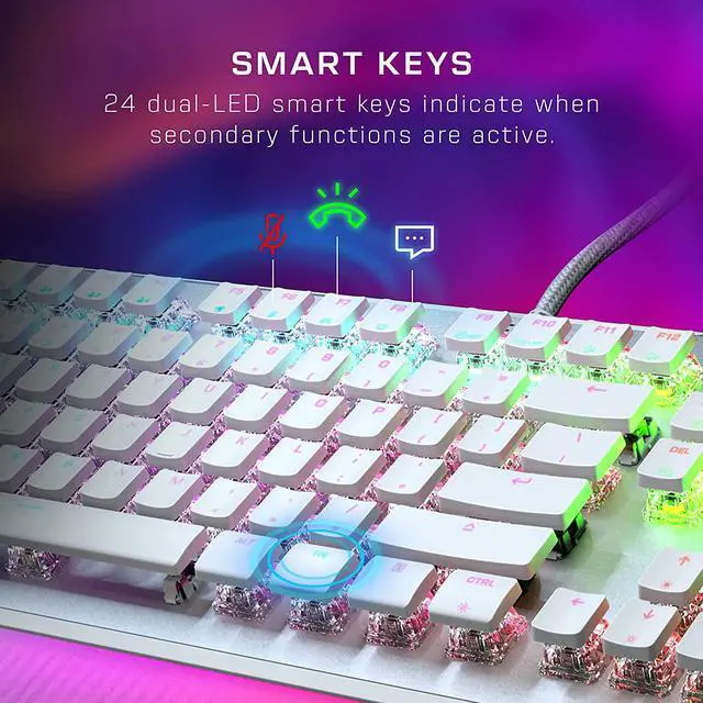 Alt view image 3 of 7 - ROCCAT Vulcan II Max  Optical-Mechanical PC Gaming Keyboard with Customizable RGB Illuminated Keys and Palm Rest, Titan II Smooth Linear Switches, Aluminum Plate, 100M Keystroke Durability  White