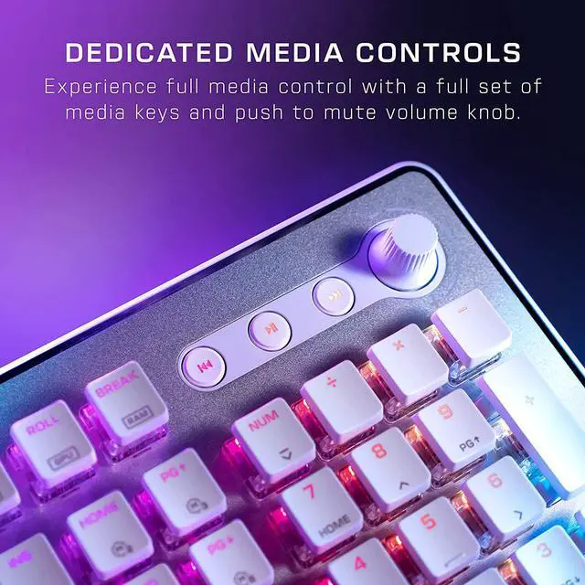 Alt view image 5 of 7 - ROCCAT Vulcan II Max  Optical-Mechanical PC Gaming Keyboard with Customizable RGB Illuminated Keys and Palm Rest, Titan II Smooth Linear Switches, Aluminum Plate, 100M Keystroke Durability  White
