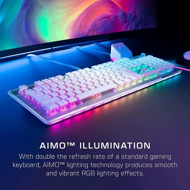 Alt view image 6 of 7 - ROCCAT Vulcan II Max  Optical-Mechanical PC Gaming Keyboard with Customizable RGB Illuminated Keys and Palm Rest, Titan II Smooth Linear Switches, Aluminum Plate, 100M Keystroke Durability  White