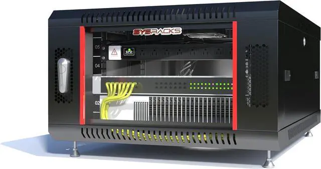 Alt view image 7 of 7 - Server Rack  6U - Wall Mount Rack - Locking Cabinet for Network - Electronics - Security - Audio - Video - AV Equipment - Data Rack - Legs/Power Strip/Shelf/Fan - 24-Inch Deep (6U, Black)