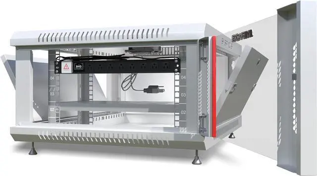 Alt view image 3 of 7 - Sysracks 6U Wall Mount Gray IT Network Av Data Server Rack Cabinet Enclosure 24 Inch Depth - Shelf - 8-Way PDU - Fan - Adjustable Feet - Hardware