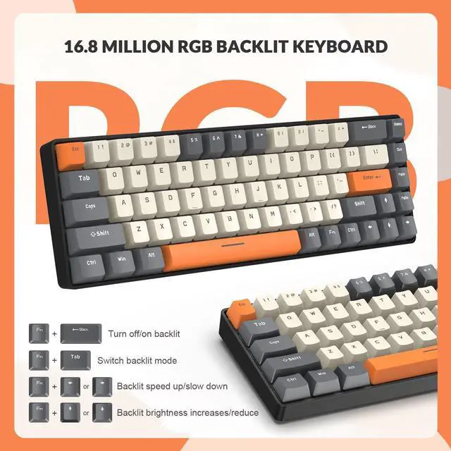 Alt view image 3 of 7 - RK-T8PR0 Wired 65% Mechanical Gaming Keyboard and Mouse Combo with RGB Backlit Anti-ghosting TKL Mini 68 Key Coiled C to A Cable Tactile Blue Switch for PS4 PS5 Xbox PC Mac Gamer(Dark Gray)