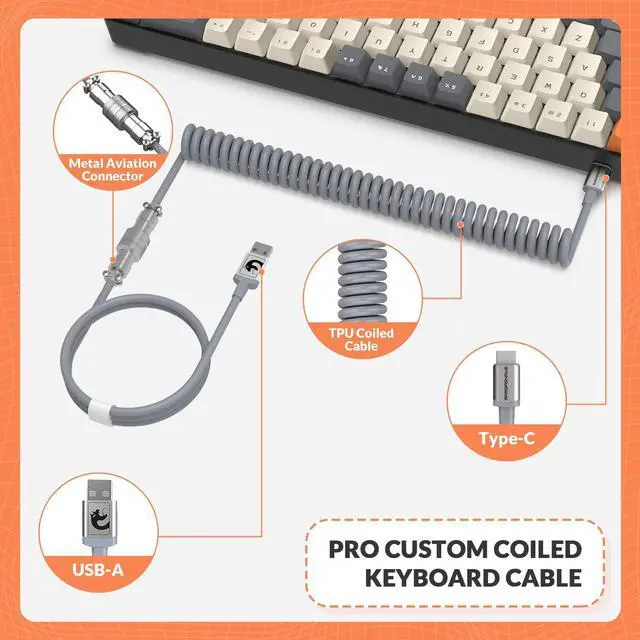 Alt view image 6 of 7 - ZIYOU LANG RK-T8 Wired 65% Mechanical Gaming Keyboard with RGB LED Backlit Anti-ghosting TKL Mini 68 Key Custom Coiled C to A Cable Tactile Blue Switch for PS4 PS5 Xbox PC Mac Gamer(Dark Gray/White)