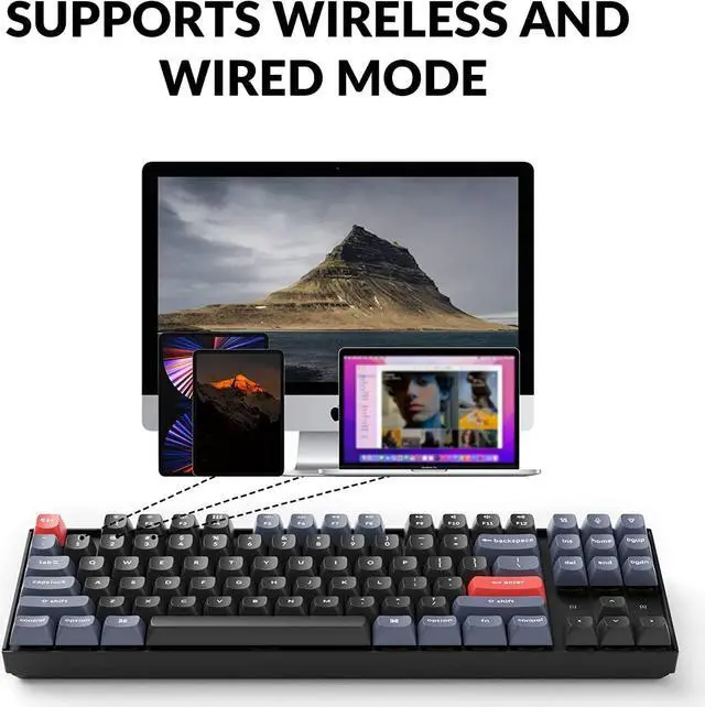 Alt view image 2 of 7 - Keychron K8 Pro QMK/VIA Wireless Mechanical Keyboard, Hot-Swappable TKL Custom Programmable Macro Wired Keyboard with Gateron G Pro Brown Switch, RGB Backlit, PBT Keycaps for Mac Windows Linux