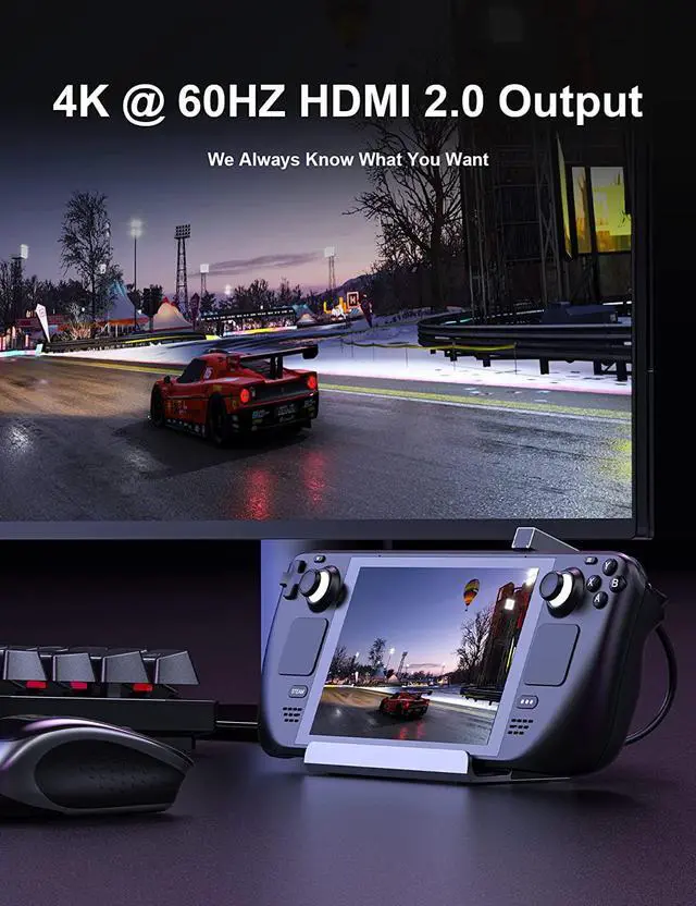 Alt view image 3 of 7 - Steam Deck Dock, UPTOHIGH 6 in1 Docking Station for Steam Deck with HDMI 2.0 4K@60Hz, Fast Gigabit Ethernet, 3 USB 3.0 and High Speed USB-C Charge Port Compatible with Valve Steam Deck