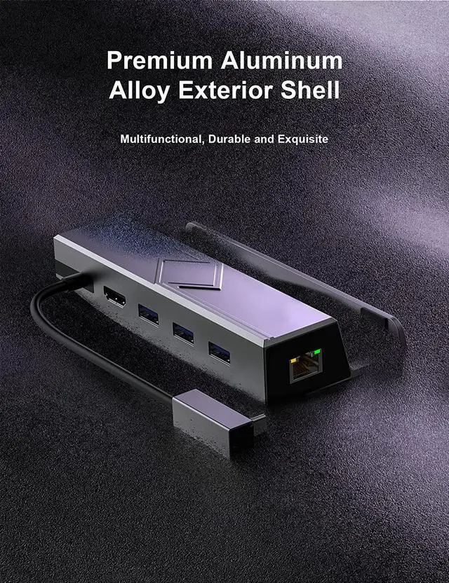 Alt view image 7 of 7 - Steam Deck Dock, UPTOHIGH 6 in1 Docking Station for Steam Deck with HDMI 2.0 4K@60Hz, Fast Gigabit Ethernet, 3 USB 3.0 and High Speed USB-C Charge Port Compatible with Valve Steam Deck