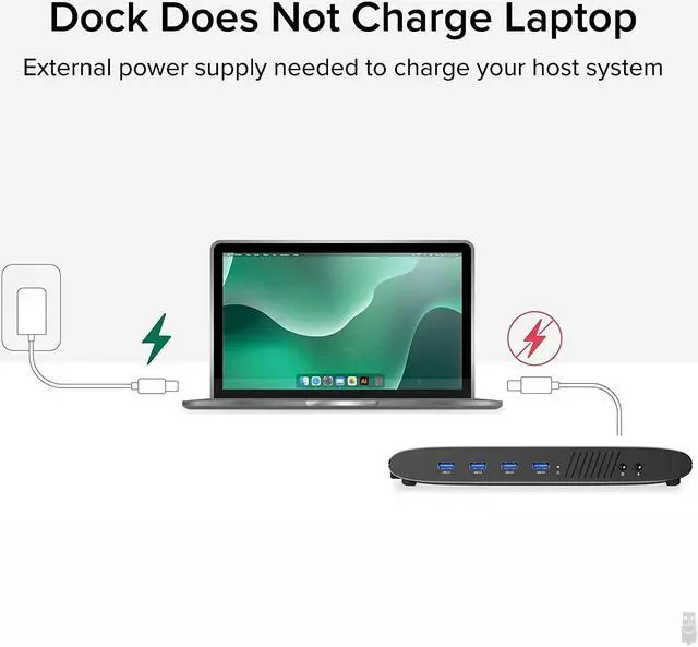 Alt view image 5 of 7 - Plugable Universal Laptop Docking Station, 4K Dual Monitor, DisplayPort or HDMI, Windows Mac or ChromeOS Laptops, USB-C or USB 3.0, Adds 2 Displays, Ethernet, Audio, 6 USB Ports