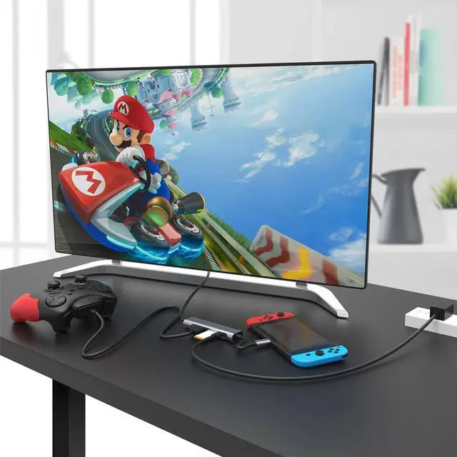 Alt view image 3 of 7 - RREAKA TV Dock Station for Nintendo Switch/Switch OLED, Portable Nintendo Switch Dock Station Replacement with 4K HDMI Adapter/Type C Port/USB 3.0 PortReplacement TV Dock for Nintendo Switch