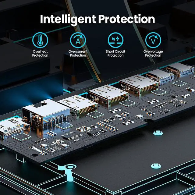 Alt view image 6 of 6 - Park Sung Docking Station for Steam Deck, 7 in 1 Dock with HDMI 2.0 4K@60Hz, Gigabit Ethernet, 3 USB-A 3.0 5Gbps High Speed Data Ports, USB-C Data Port & Full Speed Charging USB-C Port