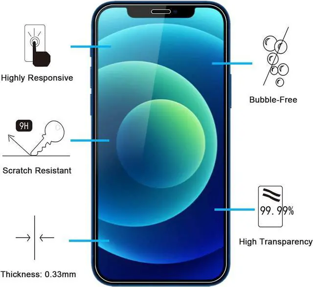 Alt view image 2 of 7 - NEWC 3 Pack Designed for iPhone 12 iPhone 12 Pro (6.1) Screen Protector Tempered Glass Case Friendly Bubble Free Ultra Resistant
