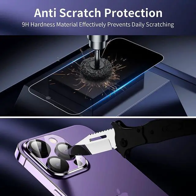 Alt view image 6 of 7 - Fotbor for [2+2 Pack] iPhone 14 Pro Max Privacy Screen Protector with Camera Lens Protector, Privacy Screen with Easy Installation Kit, Anti Spy Private Tempered Glass Film 6.7 Inch