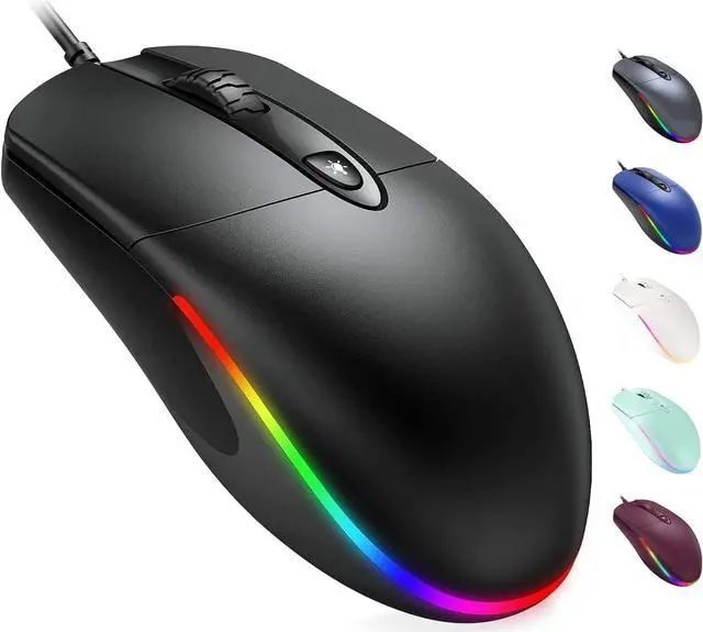 Main image of Wired Mouse with Ergonomic Design Reduces Hand Fatigue Muscle Strain, Silent USB Computer Mouse, 1600 DPI Office and Home Mice (Black, Wired)
