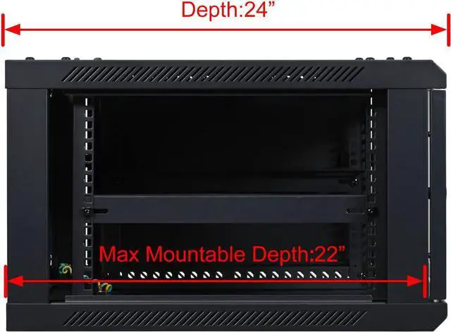 Alt view image 4 of 7 - 6U Professional Wall Mount Network Server Cabinet Enclosure 19-Inch Server Network Rack Black