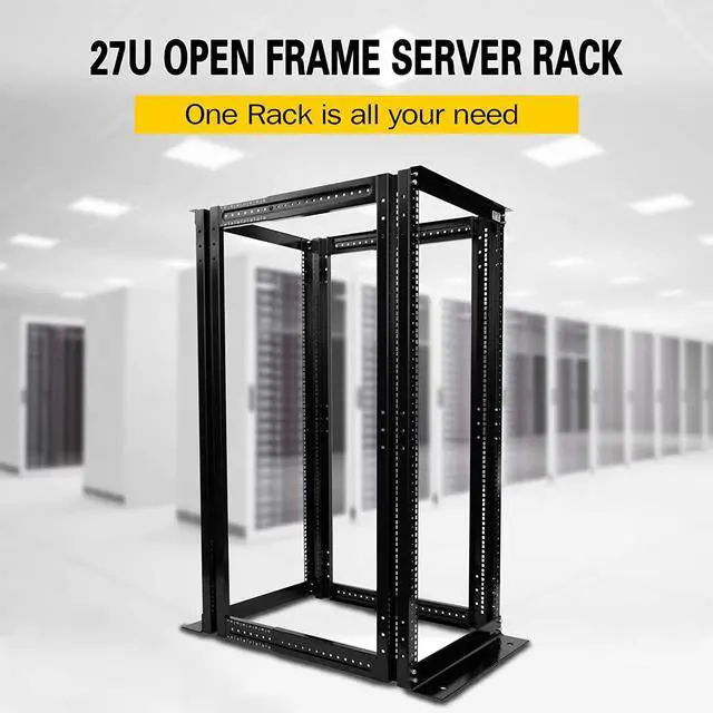 Alt view image 2 of 6 - Raising Electronics Server Rack 4 Post Open Rack Frame Rack Enclosure 19 Inch Adjustable Depth Aluminum (27U,56Inch Height)