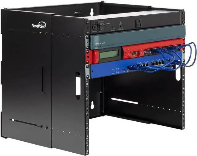Alt view image 5 of 5 - NavePoint 4U Patch Panel Bracket Wall Mount Patch Panel Rack for 19 Networking Equipment  Expandable Mounting Depth 9.5 to 15.5 4U IT Rack 40lbs Weight Capacity