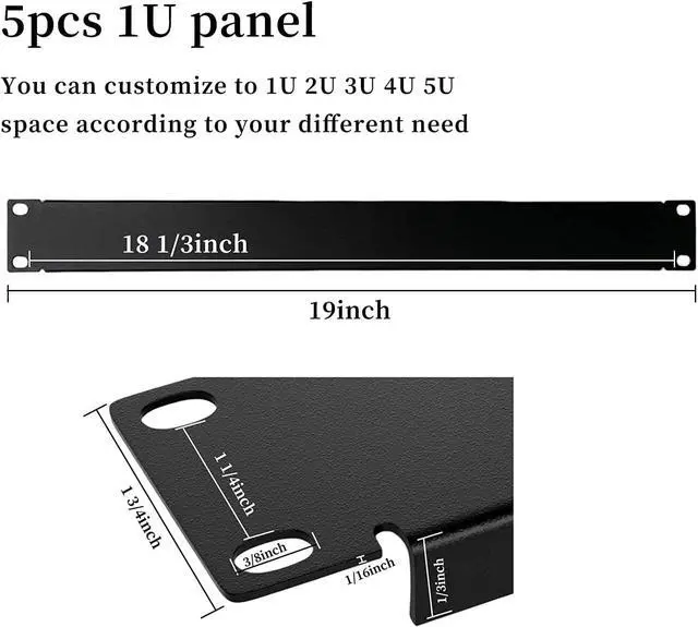 Alt view image 2 of 7 - 1U Blank Panel Rack Mount Spacer Filler Panel 19" Black Rack Blanking Blind Panel for Server Network Rack Enclosure Or Cabinet-5pcs (1U-5PCs)