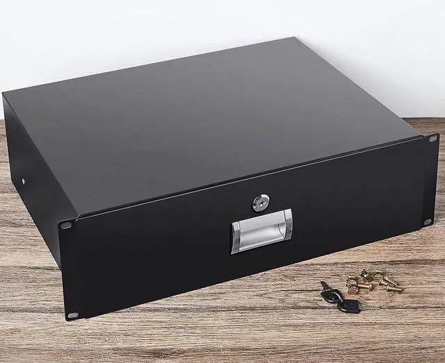 Alt view image 5 of 7 - Server Cabinet Case Drawer Metal Rack Mount Tool Drawer 19 Inch Rack Mount DJ Locking Lockable Deep Drawer with Key for Enclosure Server Rack Cabinet Black (3U)
