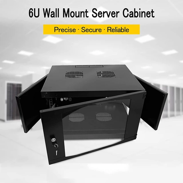 Alt view image 2 of 6 - Wall Mount Server Cabinet for Networking Data Home Video WiFi Internet System with 12 inch Install Depth (6U 450mm deep)