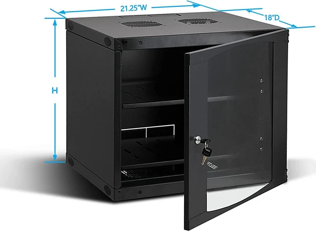 Alt view image 3 of 6 - Wall Mount Server Cabinet for Networking Data Home Video WiFi Internet System with 12 inch Install Depth (6U 450mm deep)