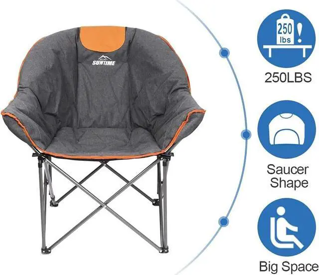 Alt view image 6 of 7 - Suntime Sofa Chair, Oversize Padded Moon Leisure Portable Stable Comfortable Folding Chair for Camping, Hiking, Carry Bag(2 Pack)